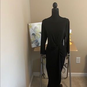 NWT Size Large Black Mock Wrap Dress
